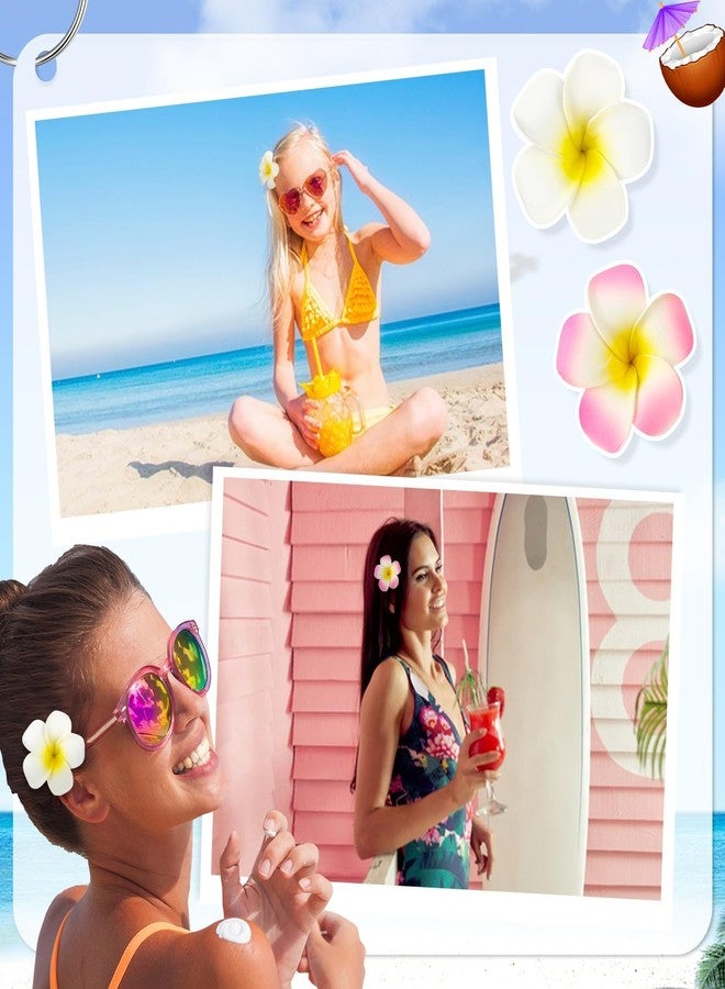 ProSuites 10 Pcs Hawaiian Flower Hair Clips for Women, 3.75” and 2.75” Plumeria Hair Clips Artificial Flower Hair Accessories for Vacation Beach Seaside - Image 5